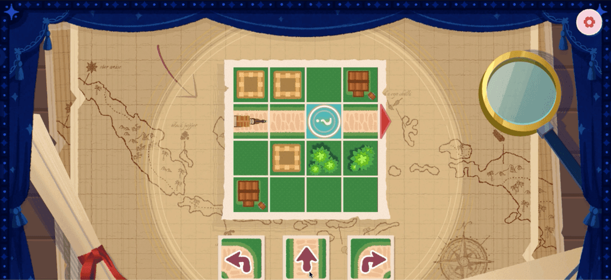 Speed Sorting: a grid of tiles on an old map, with arrow buttons below it.